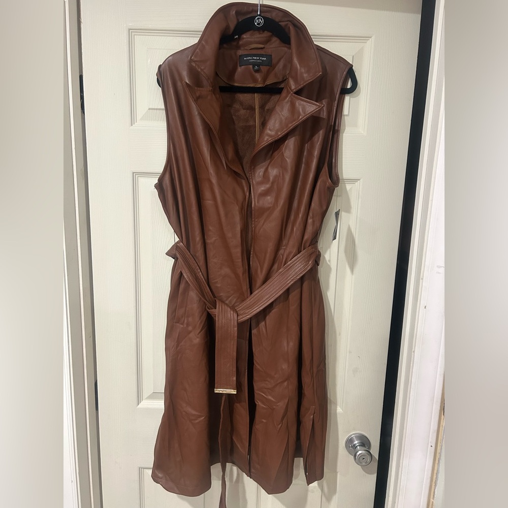 ✨NEW Andrew Marc x Marc New York | Longline Faux Leather Belted Sleeveless Vest